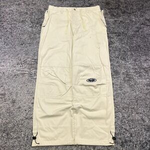 Vintage Wu Wear Pants Mens 34x30 Cream Baggy Embroidered Hip-Hop Skater Y2K